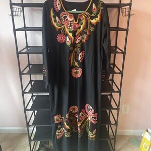 Embroidered Black Maxi Dress
